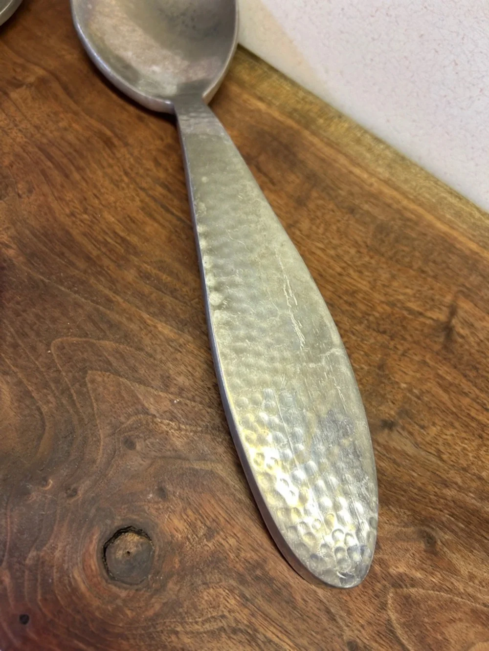 Brushed Silver Hammered Metal Salad Serving Set - 2-Piece